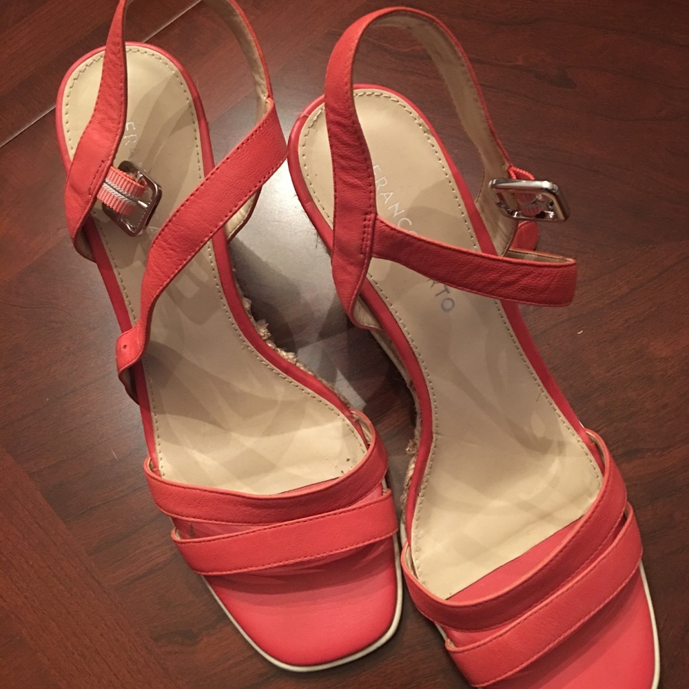 Coral wedge heeled shoes by Franco Sarto, sz 9.